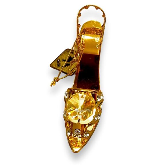 24K Gold Plated with Austrian Crystals Shoe by KG&C NWT - Picture 3 of 10